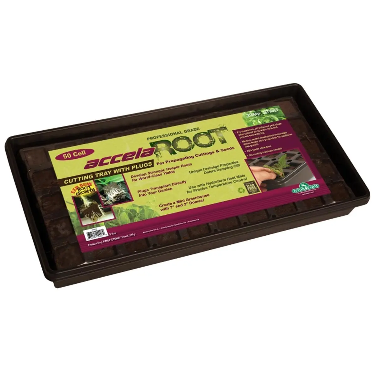 212 MAIN 50-Cell Acella Root Tray (JSAR50) - Pre-Moistened Peat Plugs, Prevents Damping-Off, Promotes Roots, Transplant Ready