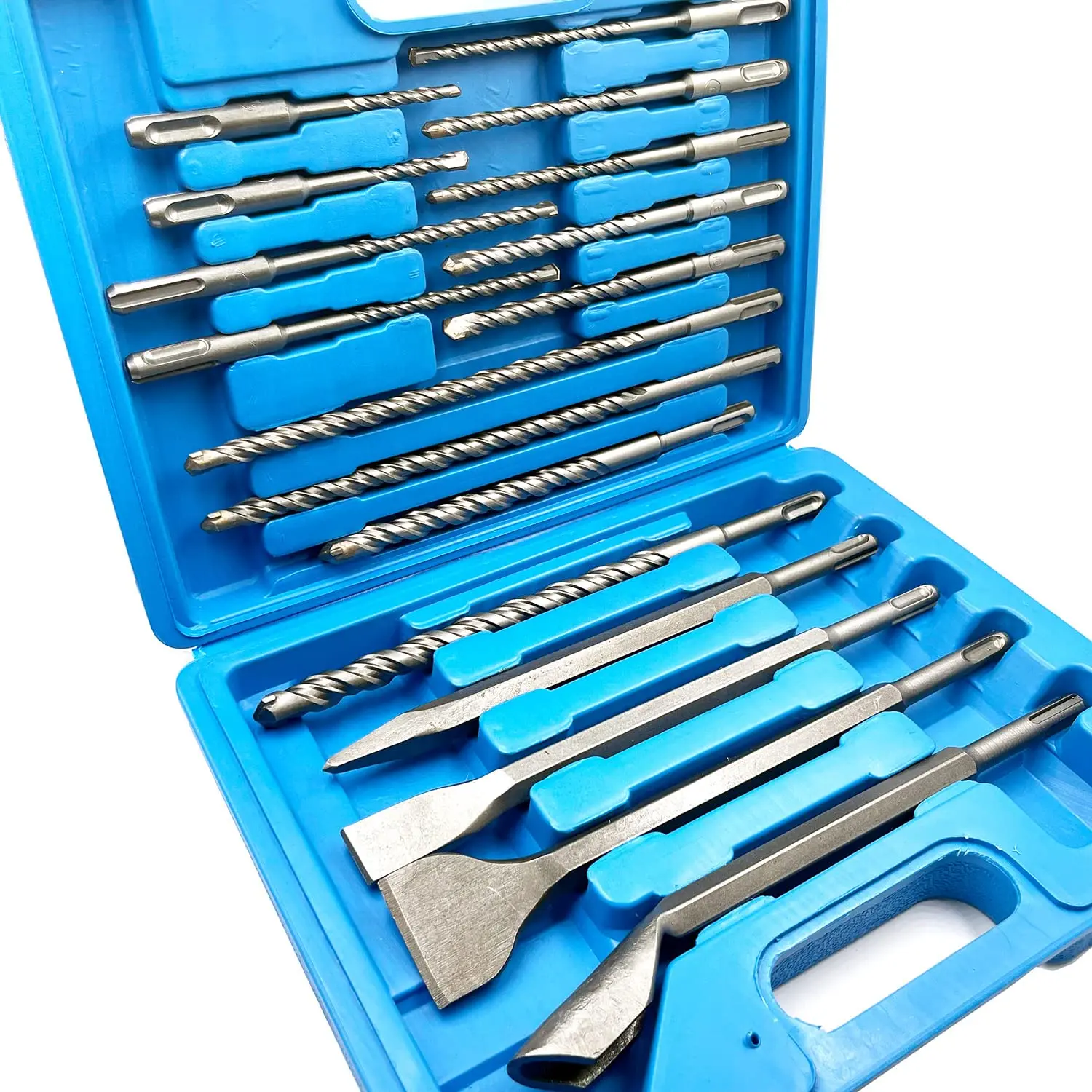Rotary Hammer Drill Bits Set & Chisels- 17 count SDS Plus Concrete Masonry Hole Tool for Concrete,Brick,Block,Stone,Masonry