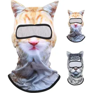 3D Cat Balaclava with Ears – Animal Ski Face Mask for Raves, Festivals, Halloween & Outdoor Sports