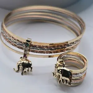 B4-7days set ring #8 & Bracelet elephant charm design 2.5-inch in diameter gold-filled water resistant