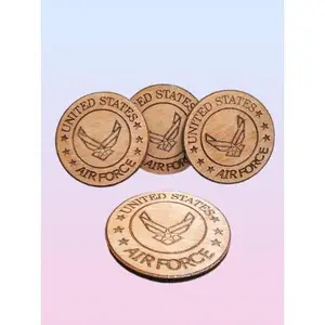 Wooden US Air Force Wooden 4pc coaster set Laser cut and engraved with ceramic seal.