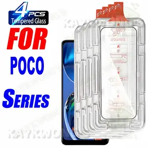 KAYKWONG'S 4pcs Screen Protector For Xiaomi POCO F5 / F5 Pro/F6/F6 PRO/F7 Pro /F7 Ultra/M5/M6/M6 Pro /M7 Pro 5G/X4 Pro 5G/X5/X5 Pro/X6/X6 Pro/X7 Pro , 9h Tempered Glass, Auto Dust Removal, Easy Install, High Sensitivity, HD Smooth Feel, Batch