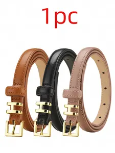 Women's Slim PU Leather Belt, Simple H Buckle, Versatile Jeans Waistband, Fashionable Accessory, Perfect for Everyday Wear, Casual Belt