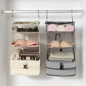 3 Tier Travel Hanging Storage Bag, Makeup Organizer, Collapsible Storage Boxes for Home - Multi-Purpose Hanging Organizer for Toiletries, Jewelry & Stash