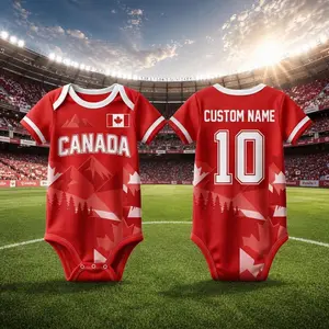 Personalized Canada Baby Bodysuit, Custom Name Number Infant Outfit, Canada Red Baby Jersey, Baby Shower Gift
