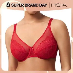 HSIA Crimson Passion Holiday Colors Floral Lace Underwire PLus Size Full Coverage Bra