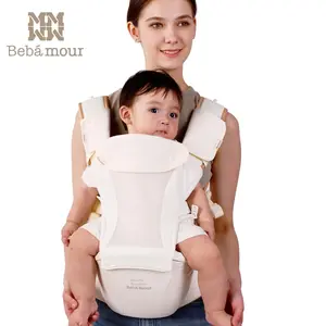 [Summervibes] BEBAMOUR Safety-Certified Adjustable Ergonomic Hip Seat Baby Carrier, Detachable Hands-Free Carrier for 0-36 Months Newborn to Toddler, with Head Hood, 3 PCS Teething Pads, Waist Extender & Storage Bag, Adjustable Ergonomic Carrier
