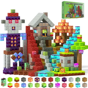 Plants vs Zombies Theme - Magnetic Building Blocks, Magnetic Cubes, Tiles Stacking, Build MineMagnet World Set, STEM Montessori Sensory Toys, Safe Creativity Kids Toys, 3+ Year Old Boys and Girls, Christmas Birthday Gifts