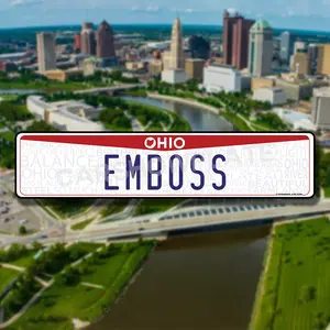 CarShowPlate Ohio Euro License Plate - Ohio Pride Flat Style Letters -  Custom US Style European License Plate