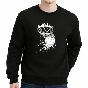 Men's Long Sleeve Basketball Sweatshirt – Minimalist Abstract Print, Quick-Dry & Sweat-Wicking Fabric, Medium Stretch, Stylish Fit for Sports and Fitness