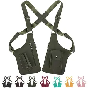 Multi-pocket Anti-Theft Double Shoulder Bag for Travel and Daily Use Men's Leisure Adjustable Underarm Backpack Army Green