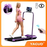 【BACKTOSCHOOL】YAGUD Silent Foldable Treadmill with Handrail - Remote Control, LED Display, 330LBS Capacity, Dual Shock Absorption, Wide Belt, Compact Design, Walking Pad, Home Workout Gear, At Home Gym Equipment, Indoor Cardio