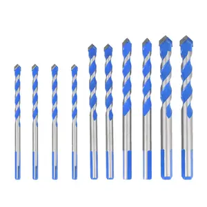 Carbide Drill bit Set, Masonry bit Masonry bit Carbide Drill bit, Drilling and Punching Work kit for Ceramic Tile, Concrete, Brick, Glass, Plastic and  Drill Bits Blue(10Pcs)