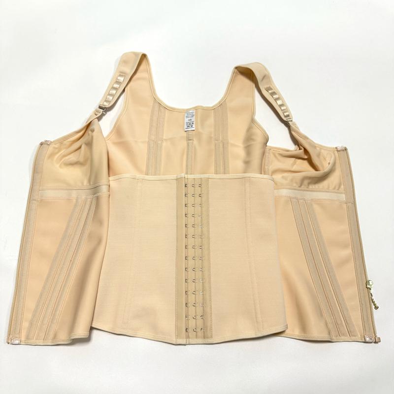 Shapewear Women Colombian Fajas Waist Trainer Tummy Control Vest Body Shaper 17 Steel Bones 3-Row Hooks Zipper Adjustable Strap