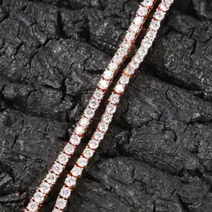 Rosegold 3/4/5/6mm Tennis Chain Moissanite Necklace Hip Hop Glittering Iced Out Luxury Fashion Jewelry For Men And Women Gift