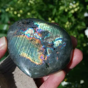 3in 208g Rainbow Labradorite Crystal Heart
