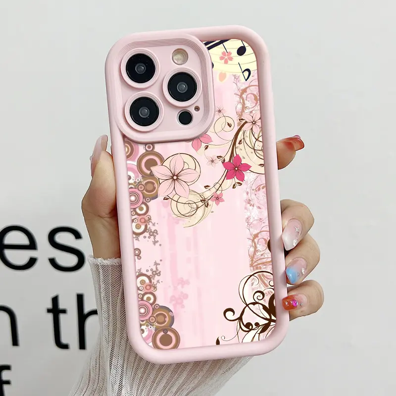 Vintage Music Notes Phone Case, Soft Silicone, Fully Protected and Shockproof For iPhone 17 16 15 Pro Max 14 13 12 11 X Plus Air 17e Pink Girl Mini, Aesthetic Musical Score & Floral Art Cover, Protection, Accessories, Iphone Series