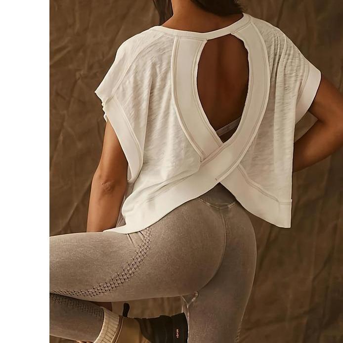 Stylish stretch batch printing off-the-shoulder bat sleeve all-match top Casual Tops main image 1