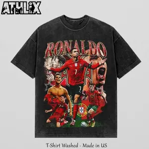 Cristiano Ronaldo Portugal # 7 Washed Vintage Graphic T-Shirt Premium Cotton Shirt, Y2K Football Style Tee, Retro Soccer Superstar Streetwear Unisex Tee, CR7 Champion Aesthetic Shirt, Gift For Football Fans, CR7 T-shirt, Portugal T-shirt, WC 2026 Tee