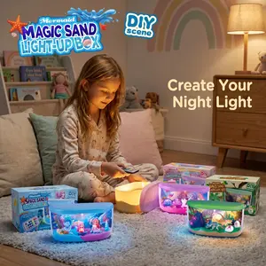 Landscaping DIY Sand Light-Up Scene Kit,Remote LED Night Light,No-Mess Safe Sand,Educational Creative Craft,Mermaid Unicorn Dinosaur Scene,Birthday Christmas Toy Gift For Girls Boys