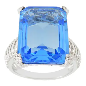 Sterling Silver Simulated Gemstone Cocktail Ring