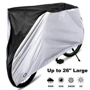 190T Heavy Duty Waterproof Bicycle Cover All-Season Outdoor Protective Gear with Lock Holes Storage Bag UV & Rain Resistant Universal