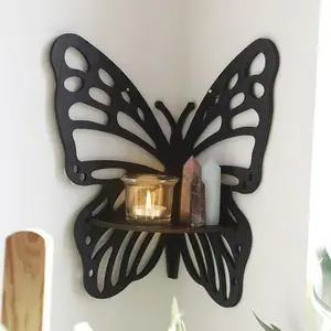 New Hollow Butterfly Crystal Wall Shelf, Simple Home Bedroom Craft Decoration, Elegant Decorative Storage Rack