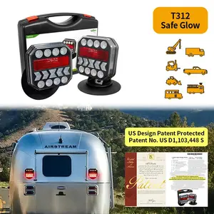 AgriEyes Halo Wireless Trailer Lights Kit (T312 /T327/ T28 / T033 / T212) – Magnetic Rechargeable LED Tow Lights with Strong Rubber-Coated Magnet, Stable 2.4GHz Signal, Full Tail / Brake / Turn Functions