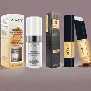 Liquid Color Changing Foundation & Concealer Stick Kit, Long Lasting Full Coverage Cosmetic Products, Concealer Foundation Hybrid, 2 in 1 Design Foundation with Cosmetic Brush, Flawless Coverage Foundation