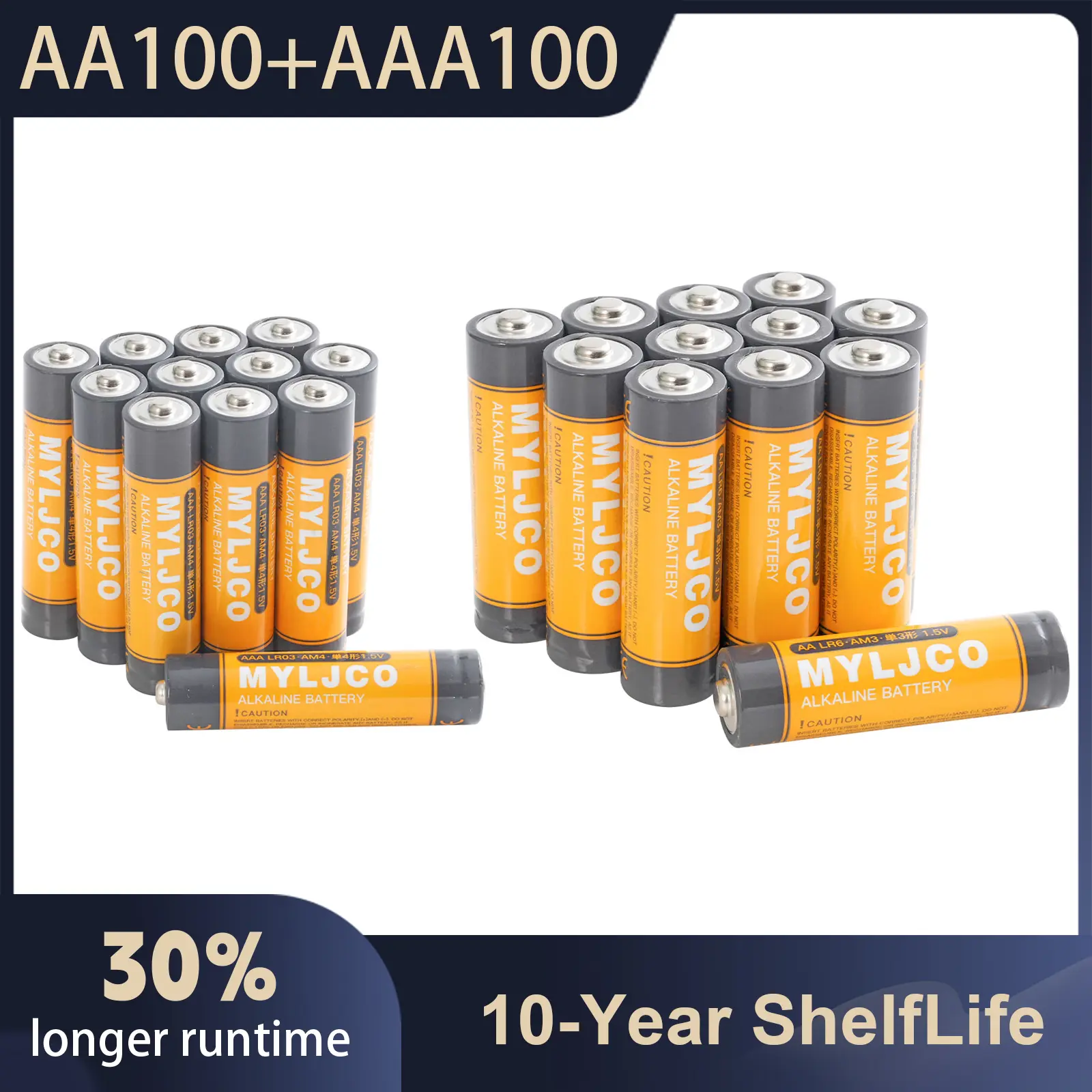 MYLJCO 1.5V Alkaline AA AAA Batteries Non Rechargeable High Capacity Long Lasting Battery  For Remotes Clocks Toys Flashlights Game Controllers Daily Household Electronic Devices