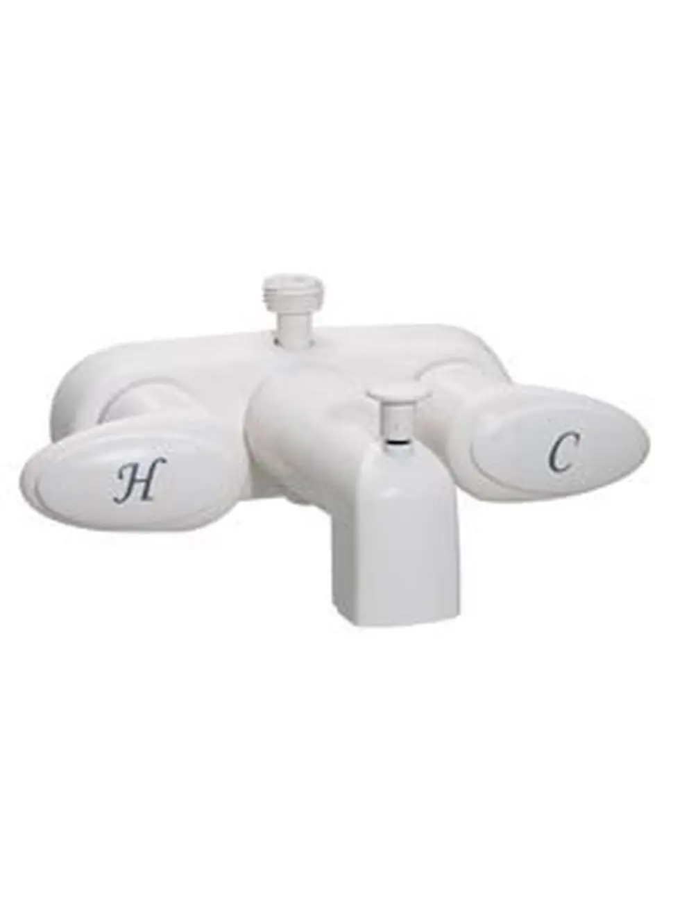 Phoenix Faucets 2 Lever 0.25 Turn Plastic Tub Div Faucet with D-Spud, White - 4 in.
