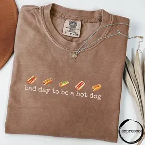 Hot Dog Shirt, Comfort Colors, Bad Day to Be a Hotdog, Funny Retro Hotdog, Women's 4th of July Shirt, Memorial Day Shirt, Labor Day Shirt