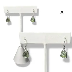 925 Sterling Silver Moldavite Earrings | Natural  Crystal Earrings | Moldavite Earrings