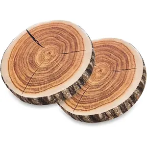 Decorative Round Throw Pillow 3D Digital Print Comfortable Kids Funny Cute Wood Log Pillow Circle Seating Floor Cushion for Home Couch Sofa Bedroom Living Room Decor Stump 2 Pack