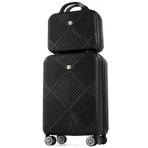 Tripcomp Luggage Sets 2 Piece Suitcase Set (14/20/)Hardside Suitcase with Spinner Wheels Lightweight Carry On Luggage(Black)