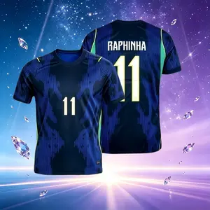 2026 Brazil Away 10#Neymar and 7#VINI 11#Raphinha Short And Long Sleeve Soccer Jersey Fans Versio Breathable