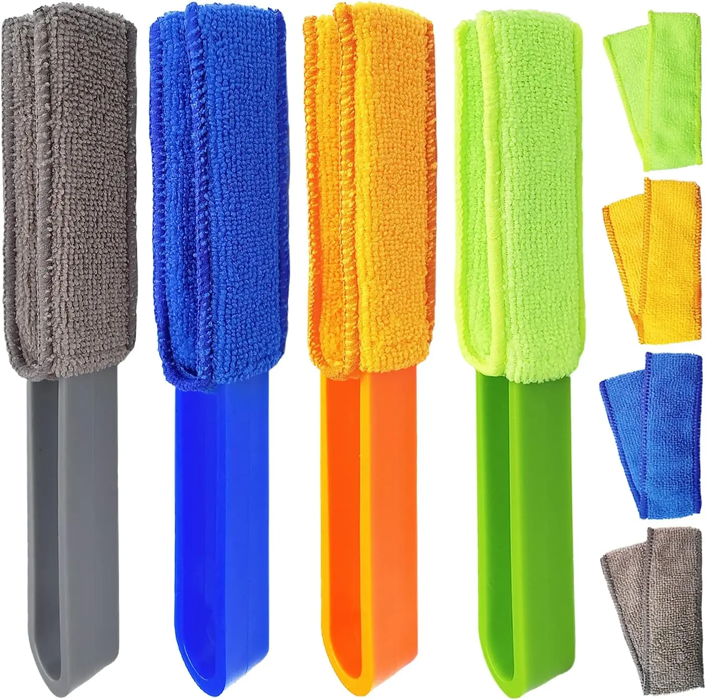 4 Pack Blinds Duster,with 4 Removable and Washable Microfiber Sleeves, Window Blinds Cleaner Duster Brush, Blinds Cleaning Tools for Window Blinds, Air Conditioner Vents, Fans,  Vents