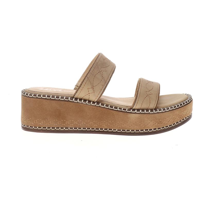 Frye Womens Joy Woodstock 2 Platform Slide Casual Sandals Casual Mid Heel 2-3" - Beige