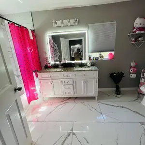 LED Bathroom Vanity Mirror for Wall with Double Front and Back Light, Anti-Fog, Shatter-Proof, Dimmable, Tempered Glass, Memory Function