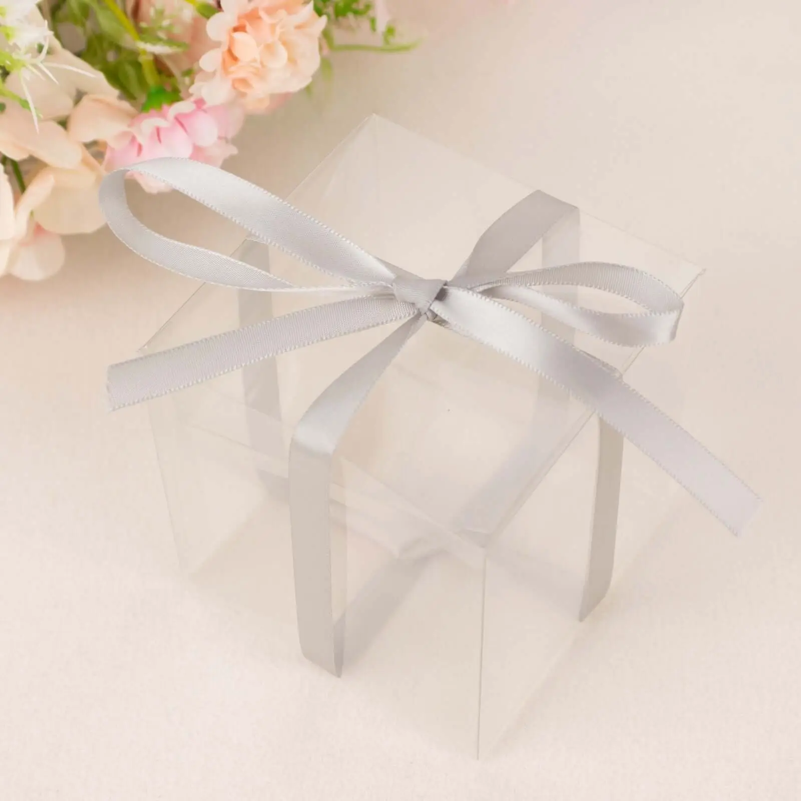 Silver Single Face Decorative Satin Ribbon 100 Yards 3/8"