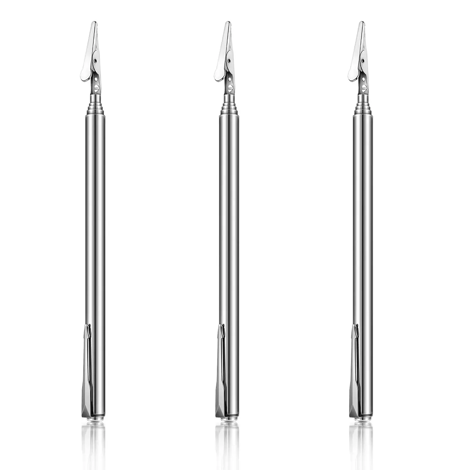 3 PCS Silver Telescopic Alligator Clips, Retractable with Pen Clip, Bracelet Aid Tools Telescopic Alligator Clips for Mechanical Home Car Repair Jewelry Fastening