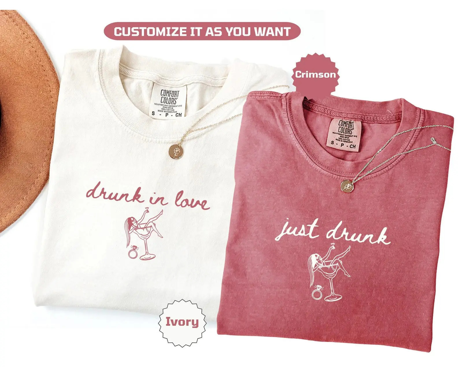 Custom Drunk In Love Bachelorette Comfort Colors Shirt, Matching Wedding Shirt, Custom Bridesmaid, Wedding Party Bachelorette Shirt, Trendy Bride Shirt, Full Size, Full Color