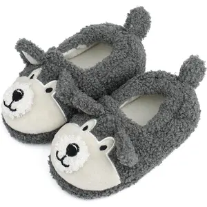 L-SOK018   Toddler Kids Slippers Cute Animal Cartoon Shoes Girls Boys Warm Fleece Winter Household Slippers