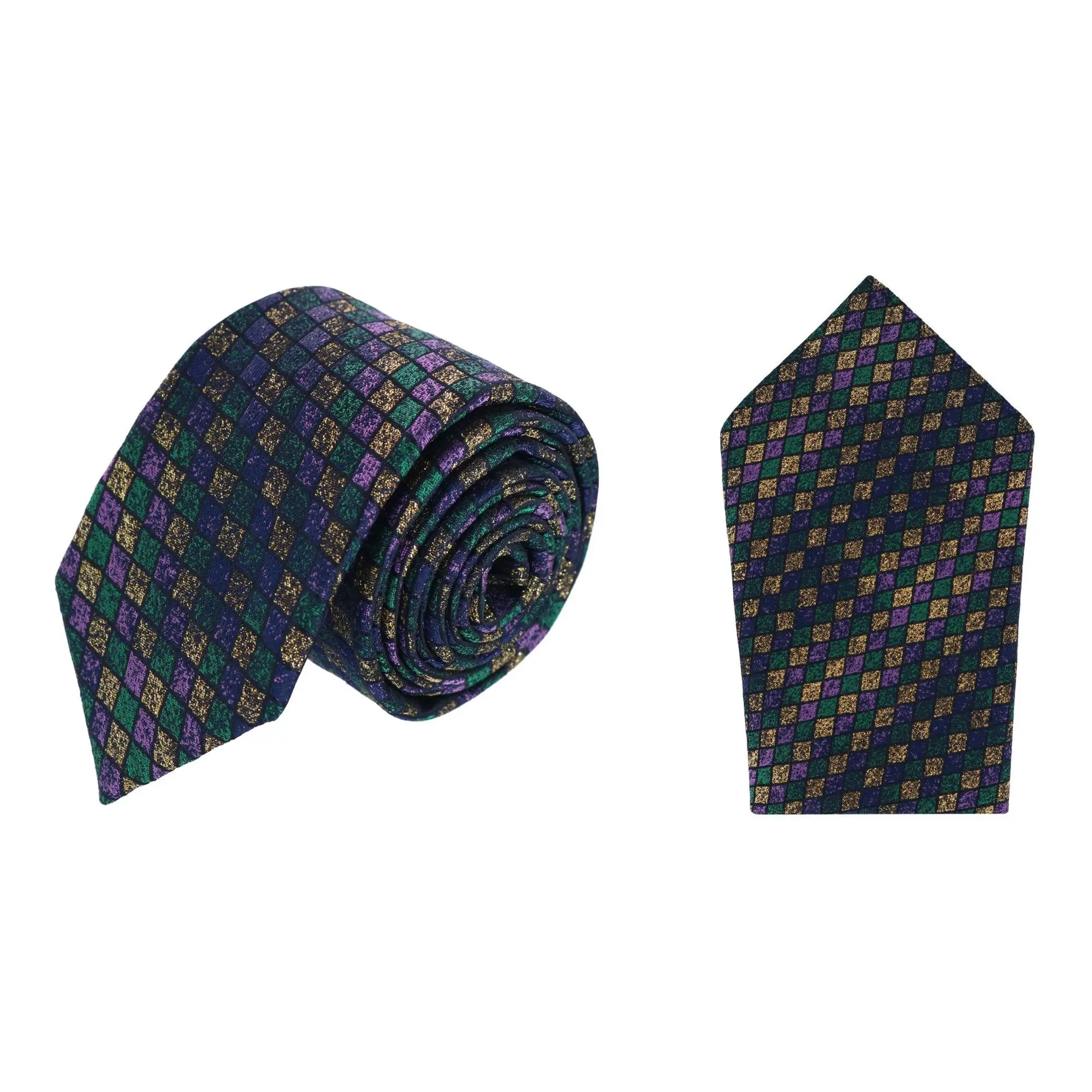 Trafalgar Carnival Diamond Multi-Colored Necktie and Pocket Square Bundle, Ties