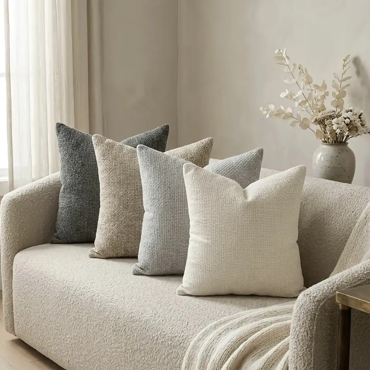 2-pack 18×18 inch soft chenille decorative pillow covers, Bohemian/Nordic style, Christmas home decor, suitable for sofa, bed, and futon, holiday decoration, hidden zipper, machine washable, resists pilling, versatile decor, home essential, easy to pair