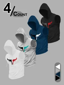 Men's Fashion Hooded Sports Vest, Athletic Style Activewear, Casual Summer Wear, Fitted Design, Moderate Fabric Thickness, Ideal for Outdoor Activities