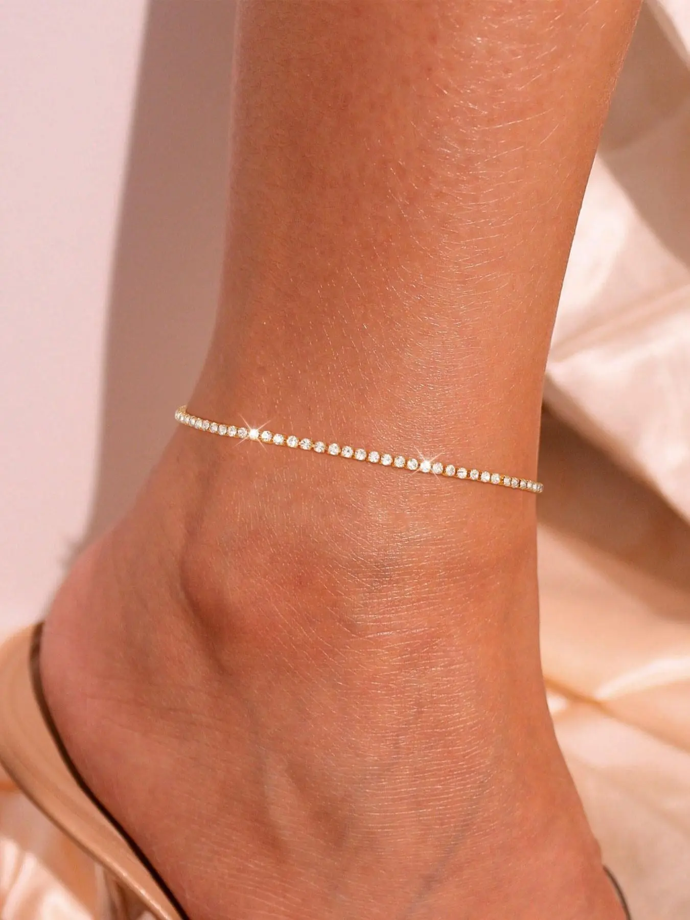 Tennis Ankle Bracelet for Women, Foot Bracelet, Waterproof Design Layered Rhinestone Anklet, Fashion Jewelry Gift, Anti-Oxidation Stainless Steel