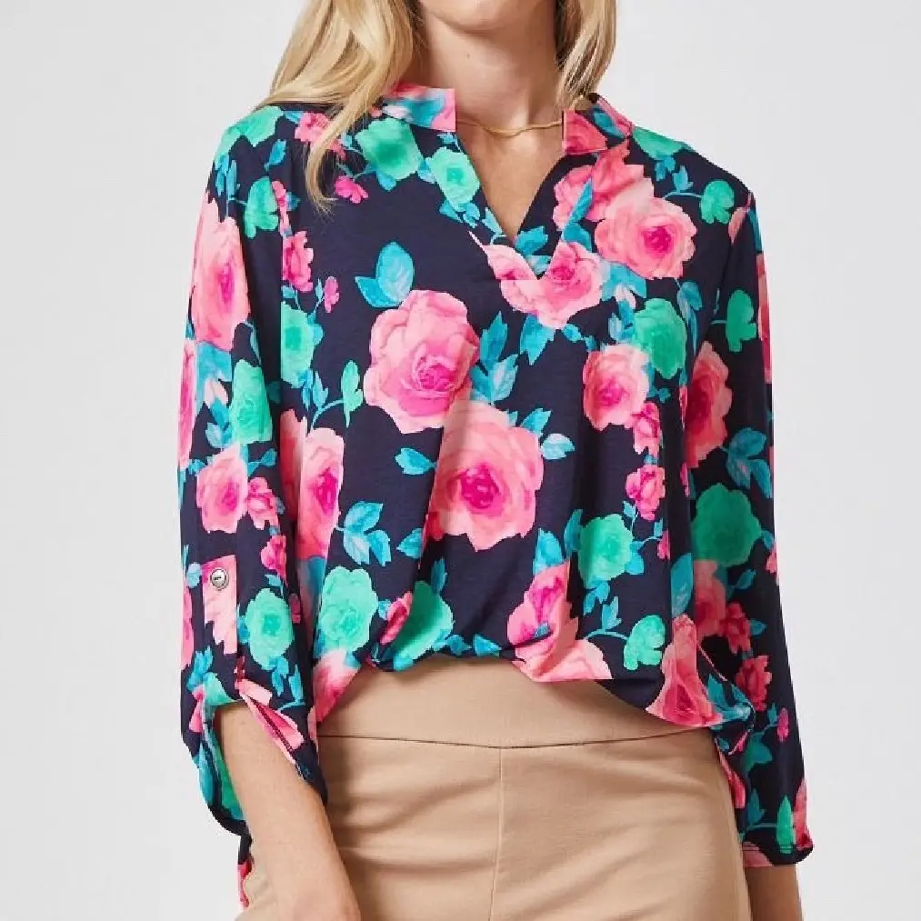 Dear Scarlett Lizzy Top 3/4 sleeve Navy C0302