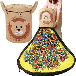 Large Kids Toy Storage Basket with Lid – Cartoon Felt Toy Organizer Bin with Zipper & Handles, Foldable Storage Basket for Toys dormitory clothes quilted cotton rope blanket house western easterbasket portable pet