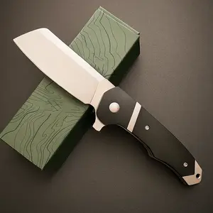 EDC Folding Pocket Knife For Men,Everyday Carry, Heavy Cleaver Style Blade,Flipper Open Liner Lock,POM With Stainless Inlay,Deep Carry PocketClip,Outdoor Camping Hiking Hunting Fishing Survival Gear,Father's Day Gift,Perfect Christmas Stocking Gift